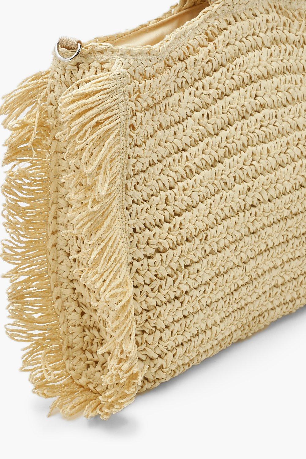 Straw discount fringe bag